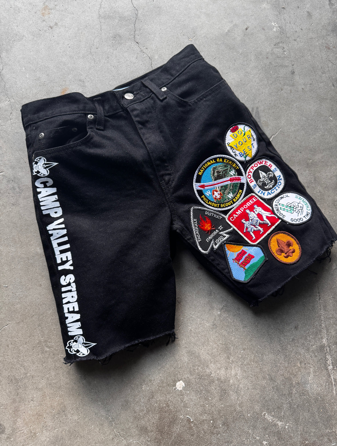 Black Boy Scout Denim Shorts